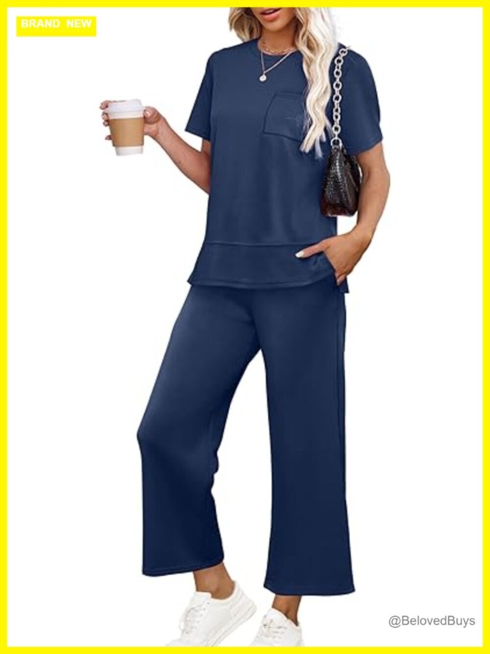 Women's Lounge Set Wide Leg Tracksuit Side Slit Vacation Outfit